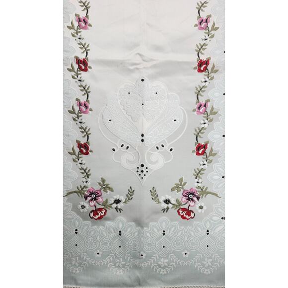 Pink and White Embroidered Islamic Prayer Rug, Prayer Mat 27.5" x 48" - Picture 3 of 8